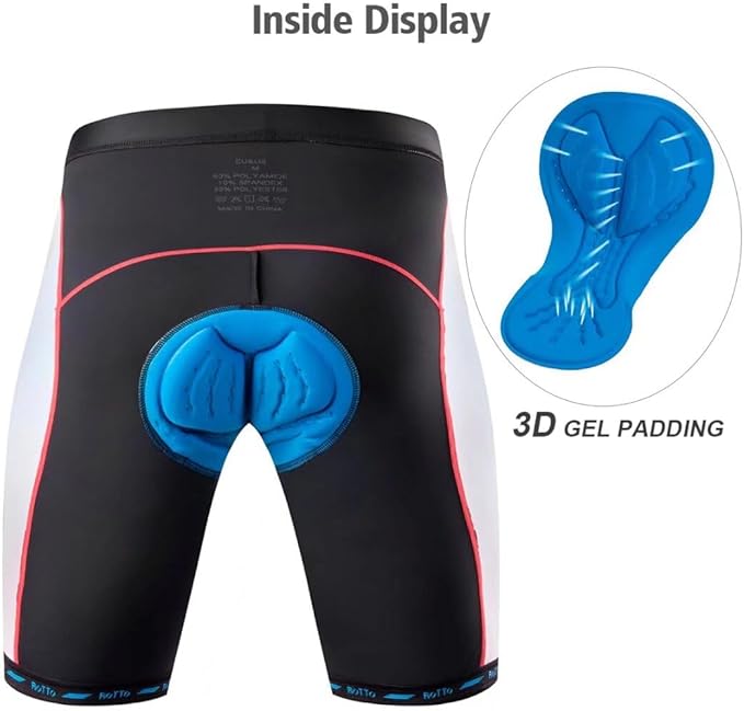 ROTTO Men's Cycling Shorts Padded Bike Shorts with Sponge & Gel Padding for Road & MTB Biking