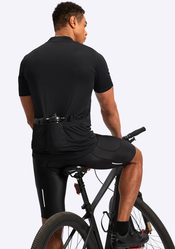 Bikewa Men's Cycling Jersey Moisture Wicking Short Sleeve UPF Half Zip Bike Road Riding Biking Shirts for Men Zipper Pockets