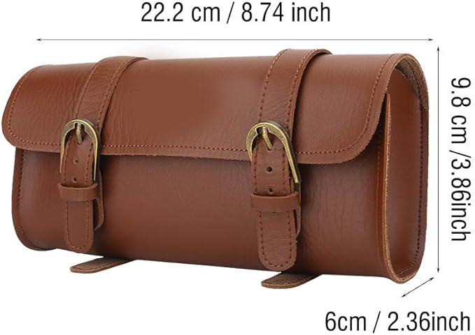 Alomejor Bike Handlebar Bag Retro Style Artificial Leather Bicycle Front Frame Bag Bike Pouch for Cycling Accessory