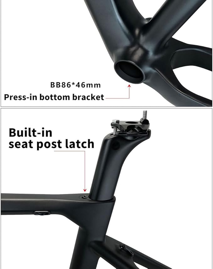 Carbon Road Bike Frameset 46/48/50/52cm C Brake Bike Frame 100mm/130mm QR Lightweight 700C Windbreaker Frames 90x420mm Handlebar Internal Routing (Size : 52CM)