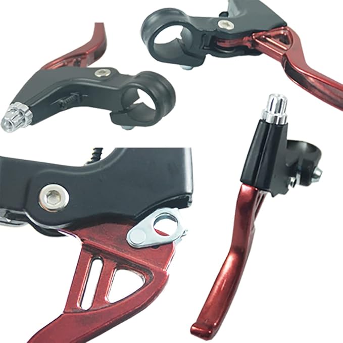 Lomodo 6 Pieces Bicycle Brake Accessories Including 2 Pack Aluminium Alloy Brake Levers (2.2 cm in Diameter) and 2 Pair V Brake Set and 2 Pack Brake Wire for Mountain/Road/MTB Bike(Black)