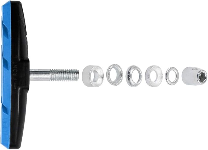 Road Passion Bike Brake Pads Set Replacement for Alritz Road Mountain Bicycle V-Brake Blocks Shoes with Hex Nut and Shims, 69mm, 2 Pairs of Blue