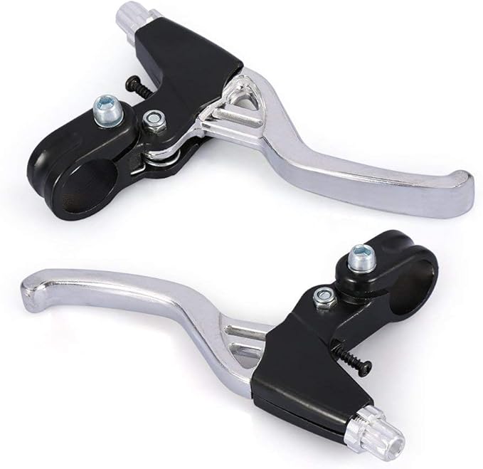 DISIWENE 1 Pair Bicycle Brake Lever, V-Brake Handlebar Aluminium Alloy Bike Brake Handle Universal 2.2cm for Most Bicycle, Road Bike, Mountain Bike (Silver)