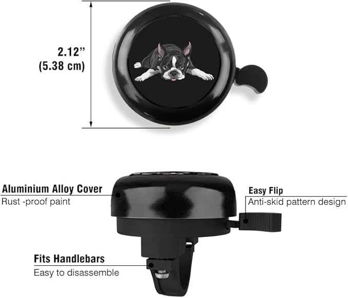 WIRESTER Black Aluminum Round Bike Bell, Classic Ring Bicycle Bell, Bike Accessories Bell Ring for Adults Kids Girls Boys