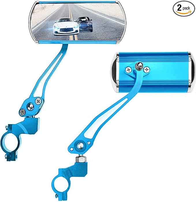Bike Mirrors Handlebar Rearview Mirror, Bicycle Mirrors for Handlebars 2 pack, Bike Mirrors for Handlebar for Electric Bike, Mountain Bike, and Fixed Gear Bike (Blue)