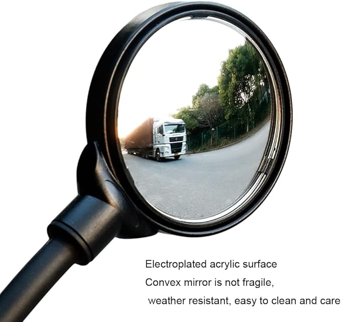 Bike Mirror, Bicycle Rear View Handlebar Mirrors Wide Angle Acrylic Convex Safety Adjustable Rotatable Scratch Resistant Shockproof Aluminum Tube Bike Mirrors for Mountain/Kids/Ebike Bikes （1 piece）