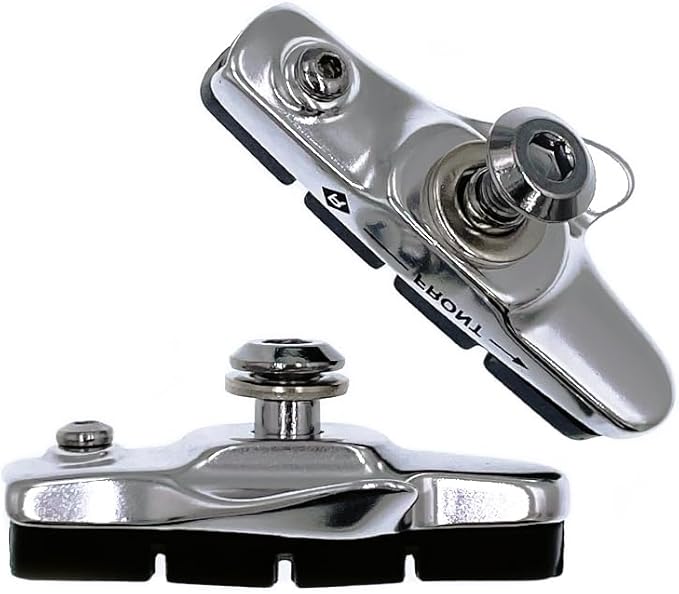 2 Pairs Road Bike Brake Shoes, 55mm Durable Brake Pads with Lightweight Alloy Holder, Compatible with Shimano, SRAM, Tekto & Other Caliper Brakes