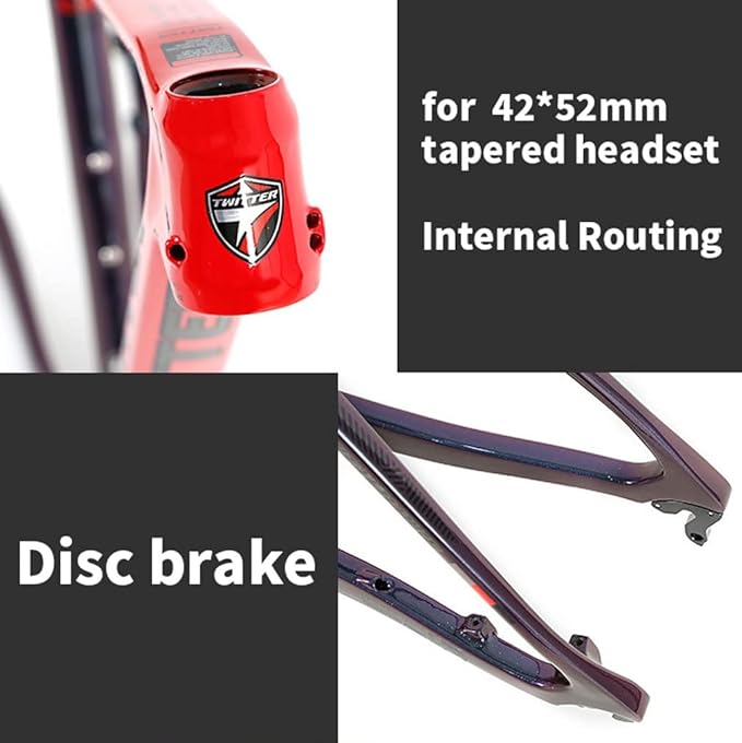 Bike Carbon Fiber Frame 27.5er 29er Hardtail Mountain Bike Frame 15''/17''/19'' Internal Routing Disc Brake Frame QR 135mm XC AM(Silver,27.5 * 19'')