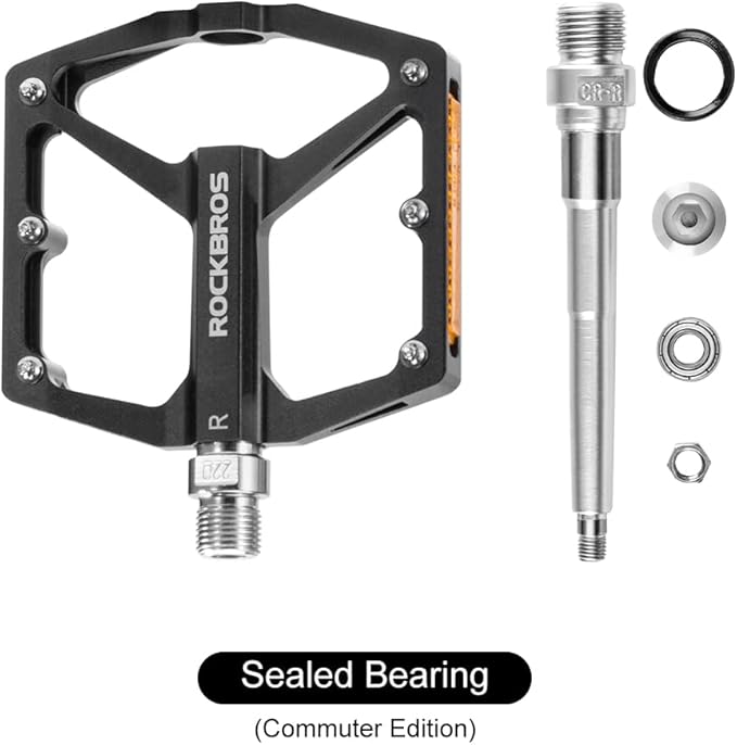 ROCKBROS Mountain Bike Pedals MTB Pedals Bicycle Flat Pedals Aluminum 9/16" Sealed Bearing Lightweight Platform for Road Mountain BMX MTB Bike