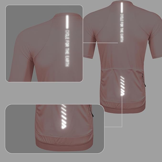 Wulibike Cycling Jersey Men Short Sleeve, Road Bike Shirts 1/4 Zipper with Pockets, Bicycle Clothing Breathable Quick Dry