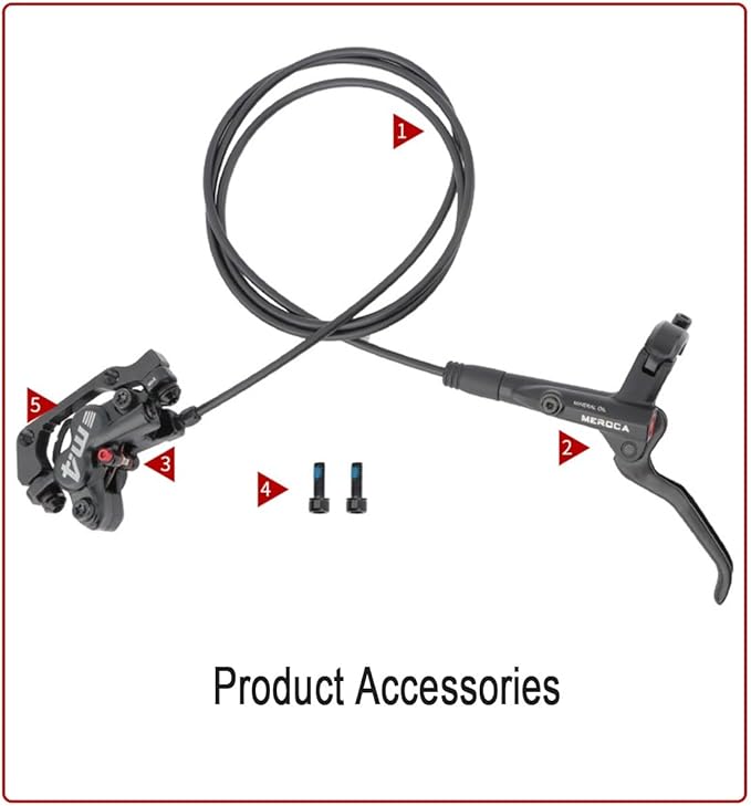 FukkeR 4-Piston Mountain Bikes Brakes Kit Right Rear 1400mm Mountain Bikes Aluminum Hydraulic Disc Brake Fit 160mm Rotor with Calipers PM/is Adapter for BMX XC Trail
