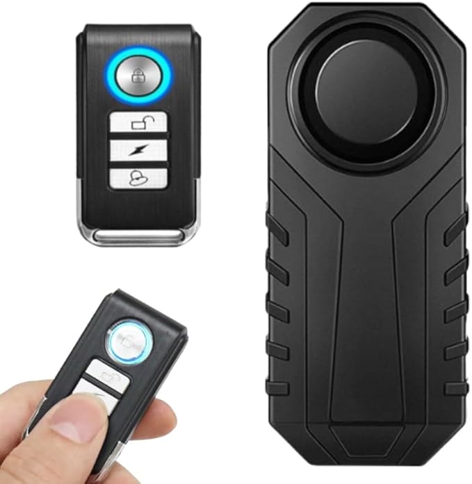 Japard Loudest 113dB Bike Alarm with Remote, Wireless Anti-Theft Vibration Motion Sensor, IP55 Waterproof Bicycle Motorcycle Bell, KS-SF22R (4 pcs)
