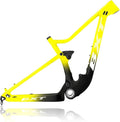 29er Full Suspension Mountain Bike Frame 16/17/19/21inch Carbon Disc Brake Bike Frame XC Soft Tail Enduro Frame Thru-Axle 12 * 142MM/Quick Release 9 * 135MM Travel 100mm(Yellow,29 * 16")