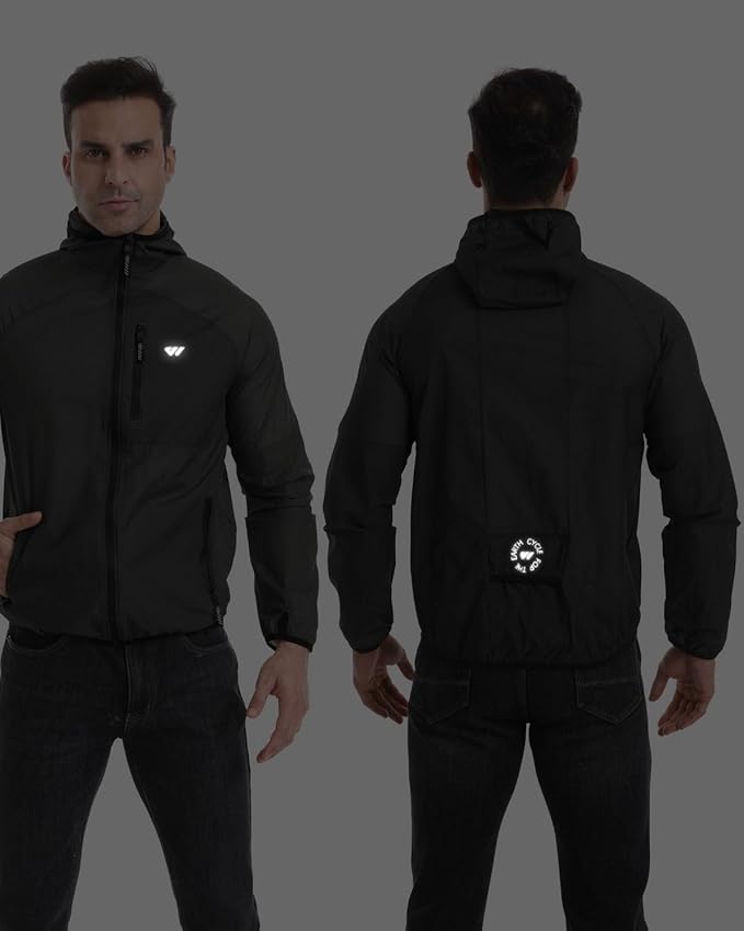 Wulibike Mens Windbreaker Jackets Lightweight men's cycling jacket with Hood Unisex Packable Golf Running Wind Breaker Jacket