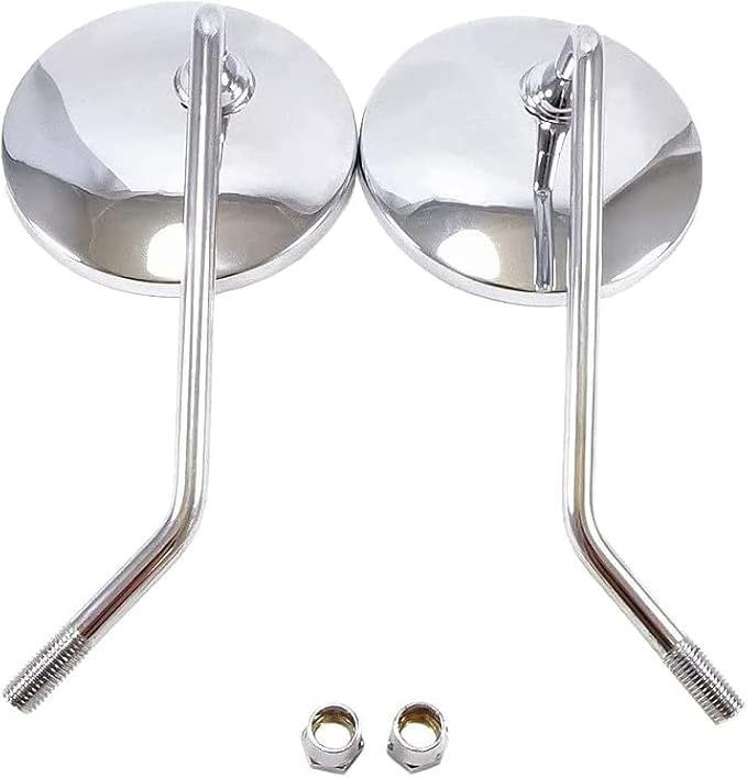 Rear View Mirror 10mm Motorcycle Scooter Round Moped Mirrors for Honda Honda CB 350 450 500 550 600 650 900 750 Suzuki Kawasaki/Universal M10 Chrome Motorcycle Rearview Side Mirrors for Handlebars