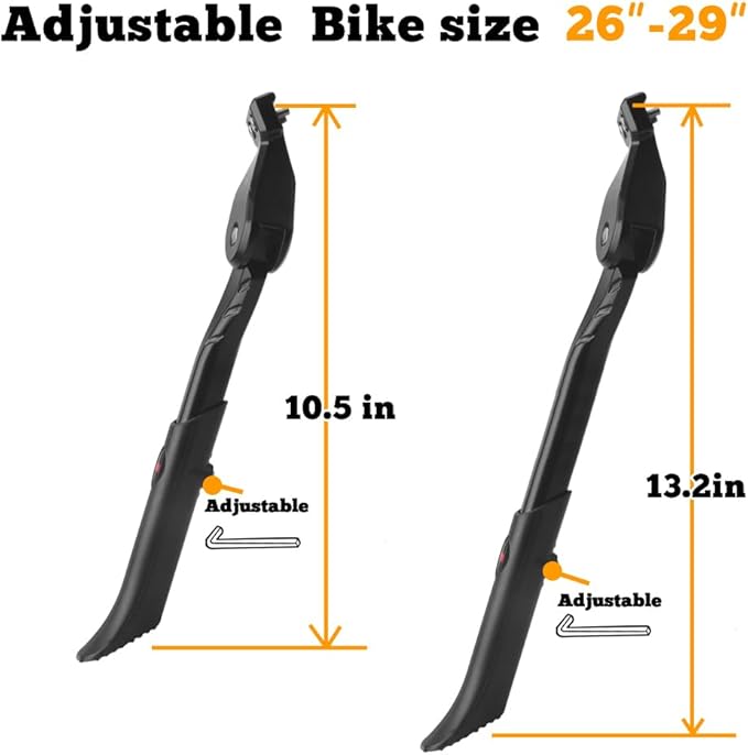 Bike Kickstand Adjustable Strong Rear Mount Aluminum Alloy Bicycle Kickstand for 26 700C 27.5 28 29 inch Electric Bike Mountain Bike Adult Bike (for 18mm hole distance only)