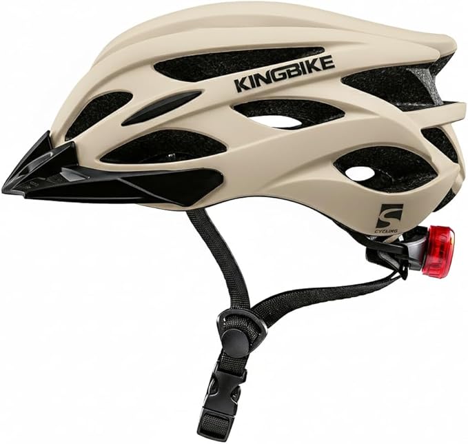 KINGBIKE Bike Helmet for Adult Men Women Youth Road Commute Mountain Cycling Helmets with USB Rechargeable Light Replaceable Padding and Visors Lightweight 20.4-23.6in