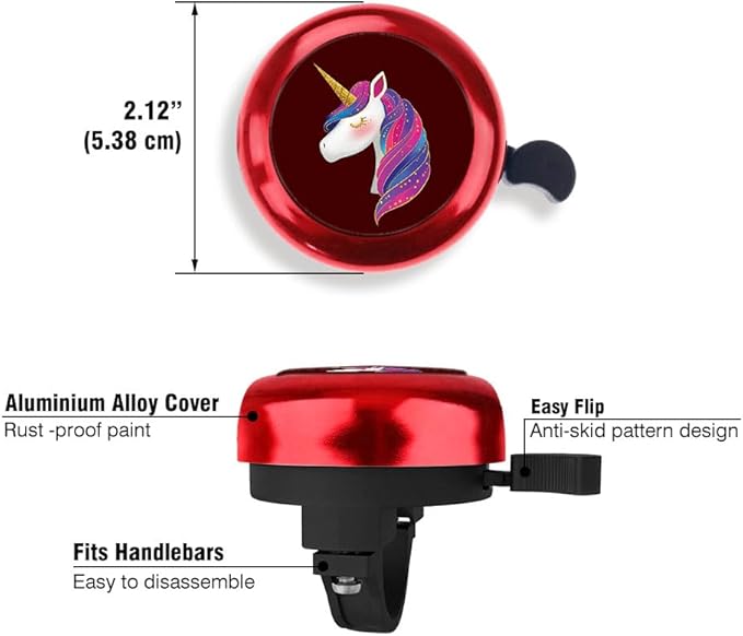 WIRESTER Red Aluminum Round Bike Bell, Classic Ring Bicycle Bell, Bike Accessories Bell Ring for Adults Kids Girls Boys