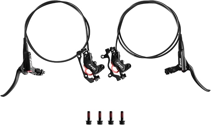 Z00M HB876 4-Pistons Hydraulic Disc Brake Set, MTB Hydraulic Brakes Left Front 850mm Right Rear 1450mm Bicycle Hydraulic Brake Kit for eBike, Mountain Bike, Road Bike, Fat Bike(Pre-Bled)