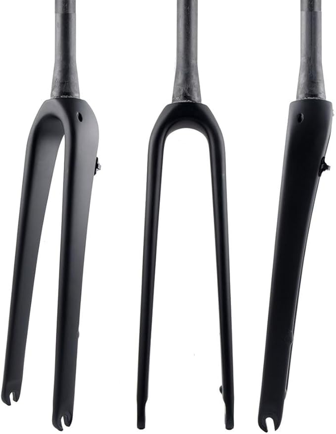 Carbon Fiber Rigid Fork 700C*45C Gravel Fork 1-1/8 Straight/Tapered Threadless Flat Disc Brake Road Bike Fork QR 9mm Lightweight(Tapered Matte Black)
