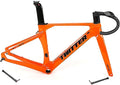 700C Carbon Road Bike Frameset 46/48/50/52/54/56cm Racing Frame Disc Brake 100mm/142mm Thru Axle Frame 90x420mm Handlebar Internal Routing(Orange,54CM)