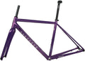 700C Road Bike Frameset Gravel Bike Frame 44cm/47cm/50cm/53cm/56cm Aluminum Alloy Disc Brake Frame with Carbon Fibre Fork Thru Axle F12*100mm R12*142mm Internal Routing(Purple,56cm)