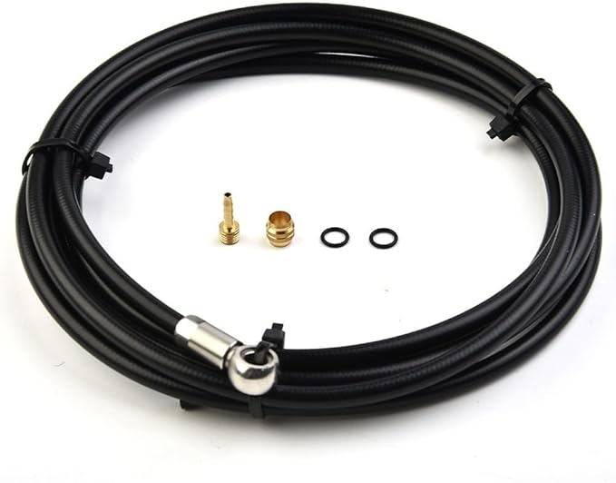 Hydraulic Brake Hose Kit for Magura MT5 MT6 MT7 MT8 Trail 2 Meter Rubber Oil Line 5mm Banjo Fitting Includes Olive and Inserts Black for Mountain Bike Cycling Maintenance