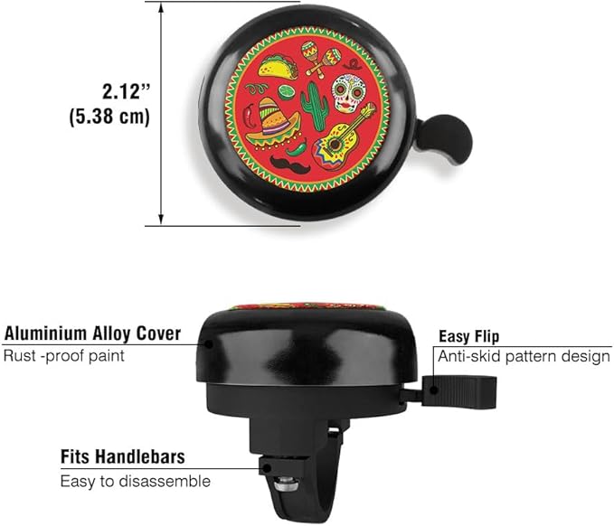 WIRESTER Black Aluminum Round Bike Bell, Classic Ring Bicycle Bell, Bike Accessories Bell Ring for Adults Kids Girls Boys