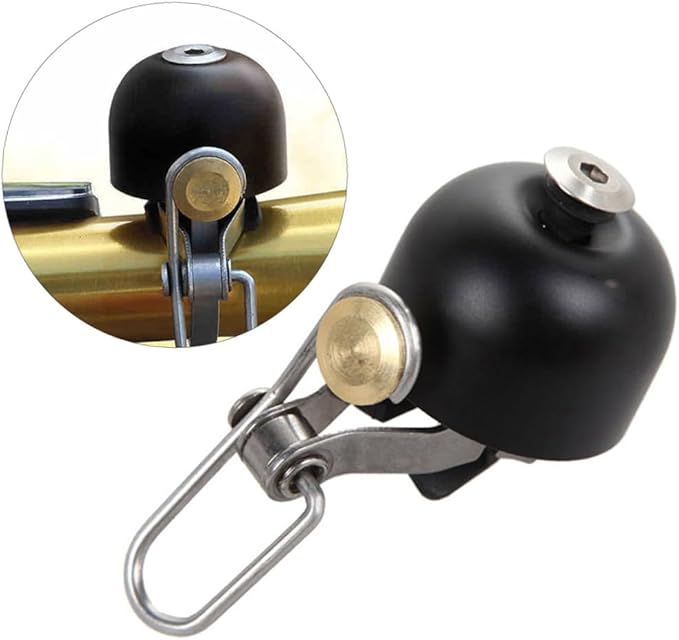 PRETYZOOM Copper Vintage Bike Bell with Loud Crisp Sound Anti-Rust Cycling Accessory for Road Mountain Folding Bikes Easy Install Safety Warning Ring for Riders Black