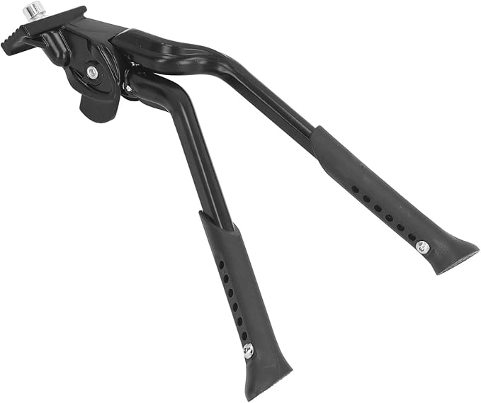 Aluminum Alloy Double Leg Bike Kickstand - Center Mount Bicycle Stand with 7 Hole Height Adjustable Design - Sturdy Support for Mountain and Road Bikes - Rustproof and Anti Slip