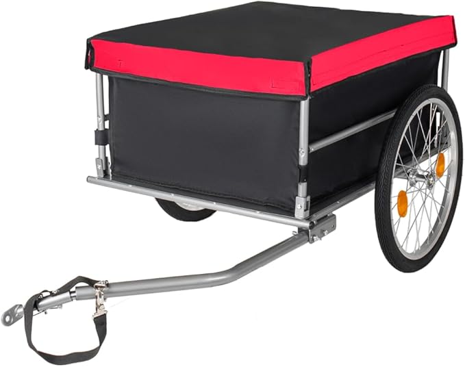 Foldable Bike Cargo Trailer with 20 Inch Wheels for Groceries, Tools and Luggage Transport
