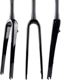 Carbon Fiber Rigid Fork 700C*45C Gravel Fork 1-1/8 Straight/Tapered Threadless Flat Disc Brake Road Bike Fork QR 9mm Lightweight(Tapered Glossy Black)