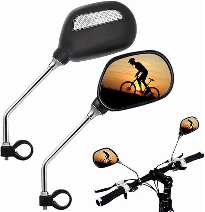 Bike Mirrors, 2Pcs Bicycle Large Wide Angle 360°Adjustable -Bicycle Mirrors for Handlebar 22-26mm, for Mountain Road Bike Motocycle