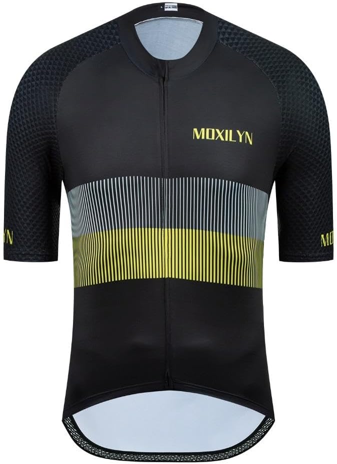 MOXILYN Men's Cycling Jersey Short Sleeve with 4 Pockets Moisture Wicking Breathable Quick Dry MTB Biking Shirt
