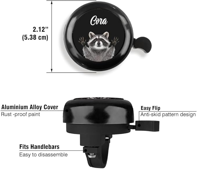 WIRESTER Personalized Custom Bike Bell with Your Text, Aluminum Round Classic Ring Bicycle Bell, Bike Accessories Bell Ring for Adults Kids Girls Boys