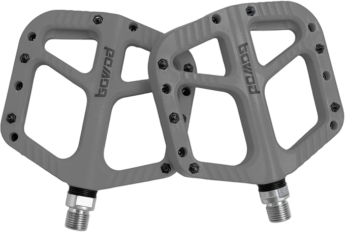 MTB Pedals Flat Mountain Bike Pedals Adult, Light and Wide Nylon Composite Bicycle Platform Pedal w Grippy Pins, 9/16" Cr-Mo Spindle 2 Bearings, Clipless Pedals for BMX Gravel Road E.Bike 9/16"