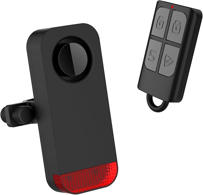 Bike Alarm for eBike, 120dB Anti-Theft Alarm with Remote for Bicycle/Electric Scooter/Motorcycle/Moto, Wireless Motion Vibration Sensor Antitheft Alert System with Warning Light