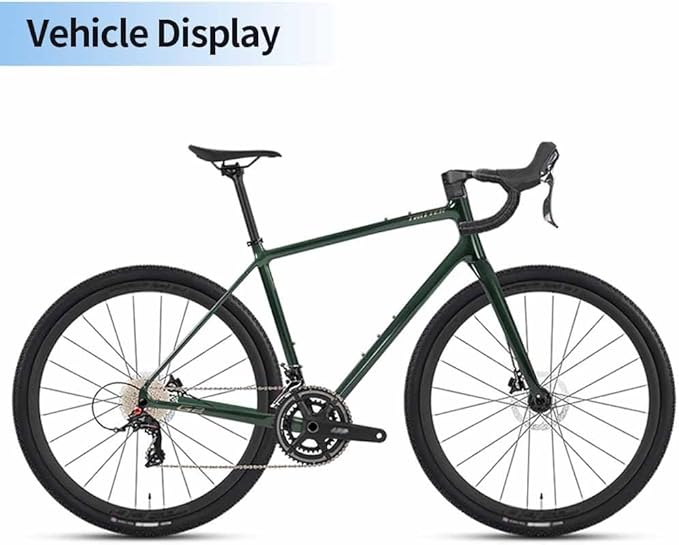 700C Gravel Road Bike Frameset 45cm 48cm 51cm 54cm Aluminum Alloy Disc Brake Frame F12*100MM R12*142mm Thru-Axle Frame with Carbon Fiber Fork BSA BB68mm XC/ATV(Green,51cm)