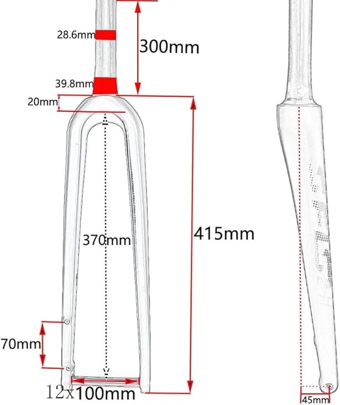Bicycle Forks Bike Fork Full Carbon Fiber Rigid Fork 700c Road Bike Fork 1-1/2'' Tapered 26'' 27.5'' 29'' Mountain Bike MTB Fork Thru Axle 12x100mm Disc Brake Front Fork