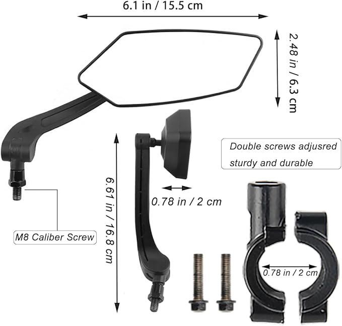 AtfArt 1Pcs Bike Mirror Handlebar Mount HD Bike Rear View Mirror Bicycle Mirrors for Handlebars Adjustable Rotatable Bike Mirrors Ride Safely Ebike Moped electric Bike Accessories(1Pcs The right)