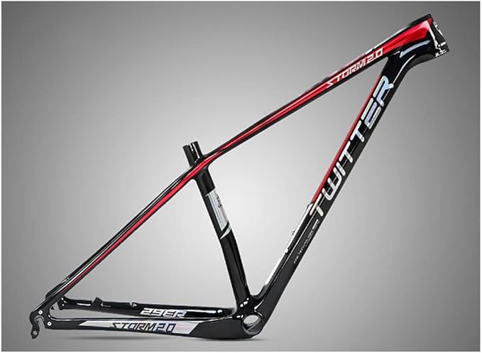 27.5er 29er Mountain Bike Frame 15''/17''/19'' XC Hardtail Bike Carbon Fiber Frame QR 135mm Disc Brake Frame Internal Routing (Color : Black B, Size : 29 * 15'')