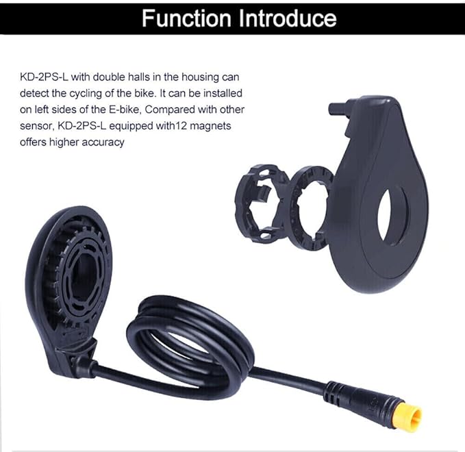 E-Bike Electric Bicycle PAS Pedal Assist Sensor 12 Magnets Left Side Double Hall Speed Sensor for Hub Motor & Electric Bike, Bike Assistant Sensor