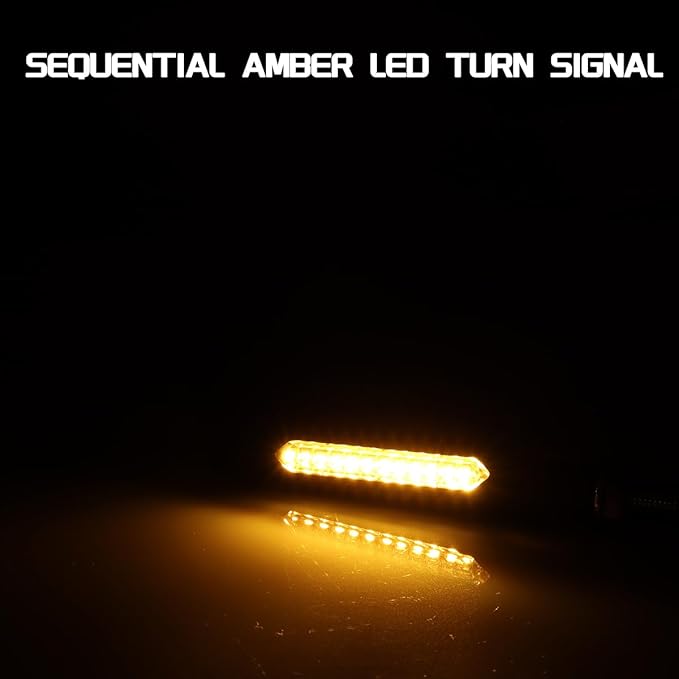 4Pcs Smoked Sequential LED Turn Signal Lights Motorcycle Universal Flowing Amber Blinkers Compatible with Harley Touring ADV Enduro Suzuki DRZ 400S Yamaha MT
