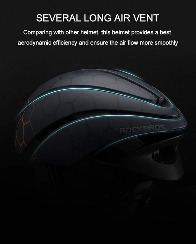 ROCKBROS Adult Bike Helmet Streamlined Aerodynamic, Comfortable Y - Shaped Strap Cycling Helmet for Men Women (58-62 cm) Reflective Adjustable Webbing for Road & Mountain Biking