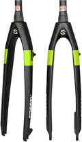 Bikes Rigid Fork 26 27.5 29in Mountain Bike Front Fork XC 9 * 100mm QR 1-1/2" Tapered Full Carbon Fiber Bike Hard Fork Disc Brake(Black Yellow,26in)