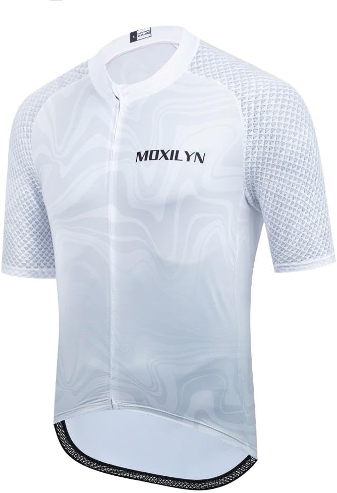 MOXILYN Men's Cycling Jersey Short Sleeve with 4 Pockets Moisture Wicking Breathable Quick Dry MTB Biking Shirt