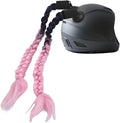 Helmet Pigtail Braids, 2PCS Motorcycle Helmet Ponytail Hair Tails Braid with Detachable Suction Cup, Hel-met Not Included, Bike Decoration Accessories, Universal for Bicycle Motorbike (Style4)