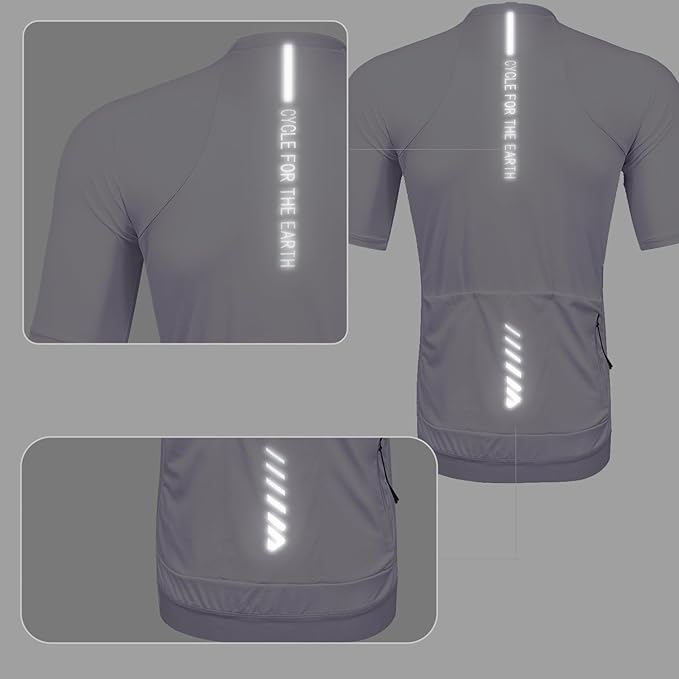 Wulibike Cycling Jersey Men Short Sleeve, Road Bike Shirts 1/4 Zipper with Pockets, Bicycle Clothing Breathable Quick Dry