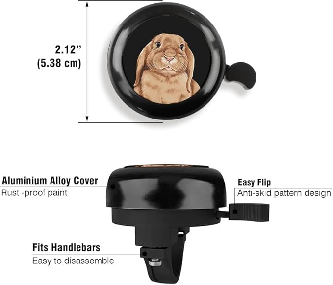 WIRESTER Black Aluminum Round Bike Bell, Classic Ring Bicycle Bell, Bike Accessories Bell Ring for Adults Kids Girls Boys - Dog Cat Animal Cute Records