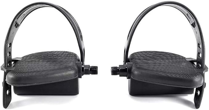 Hydra Fitness Exchange Right & Left Foot Pedal Pair Set – Black | Upright Exercise Bike Pedals with Adjustable Straps | 1/2" Spindle Thread Size | Works with Pro-Form OTS X-Bike Wes-lo Pursuit CT 3.3